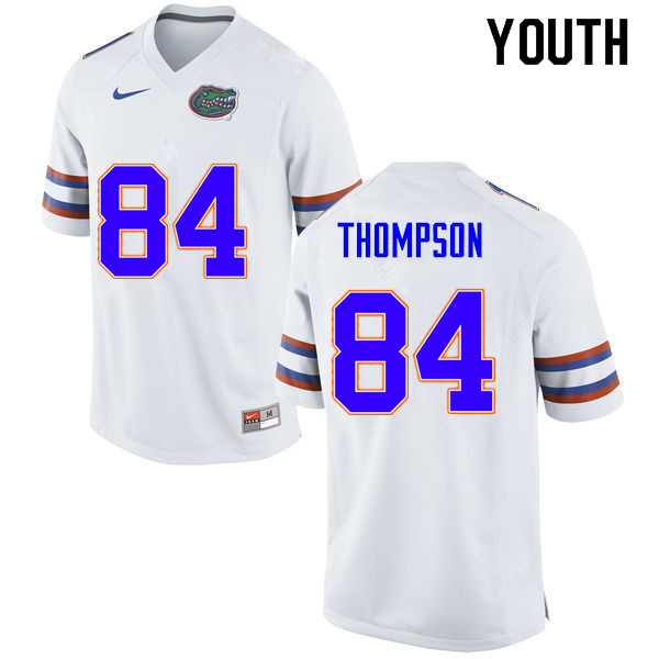 Youth #84 Trey Thompson Florida Gators College Football Jerseys Sale-White - Click Image to Close